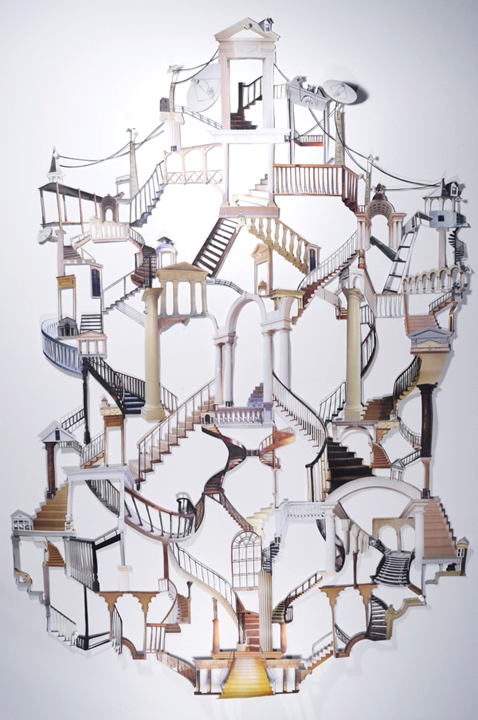 Kirsten Kindler Infinite Stairwells cut paper ADA gallery